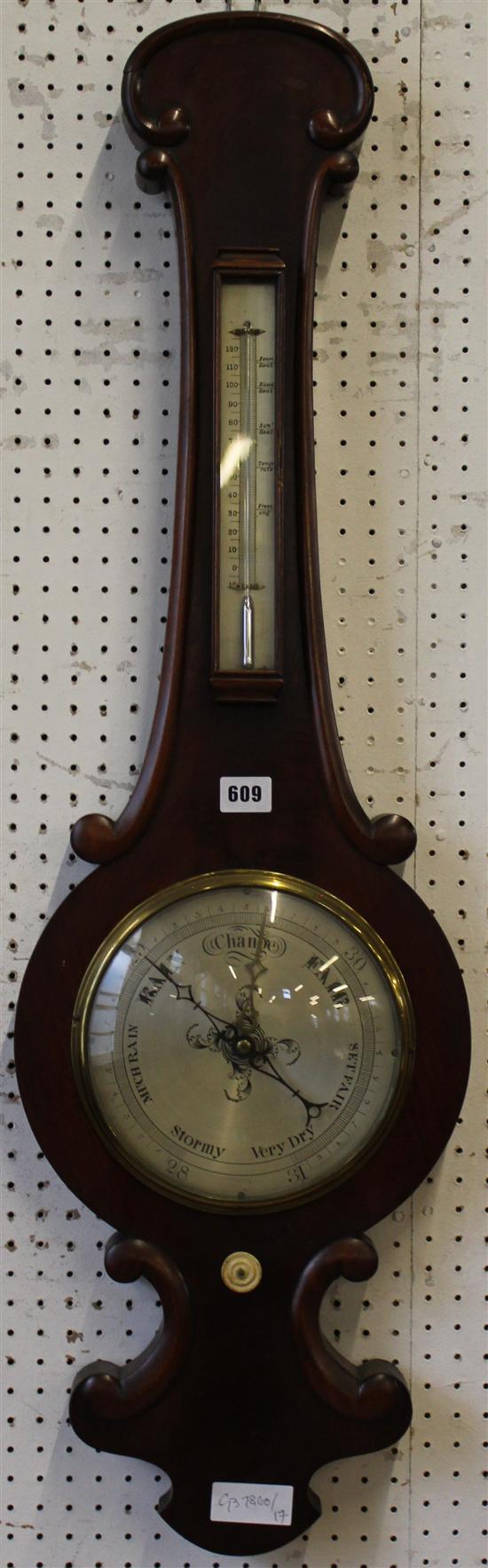 Mahogany banjo barometer